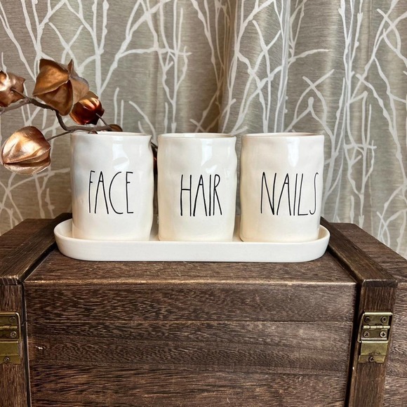 RAE DUNN OG CADDY BATH HOME FACE HAIR NAILS DIMPLES NEW HTF RD - Picture 1 of 4